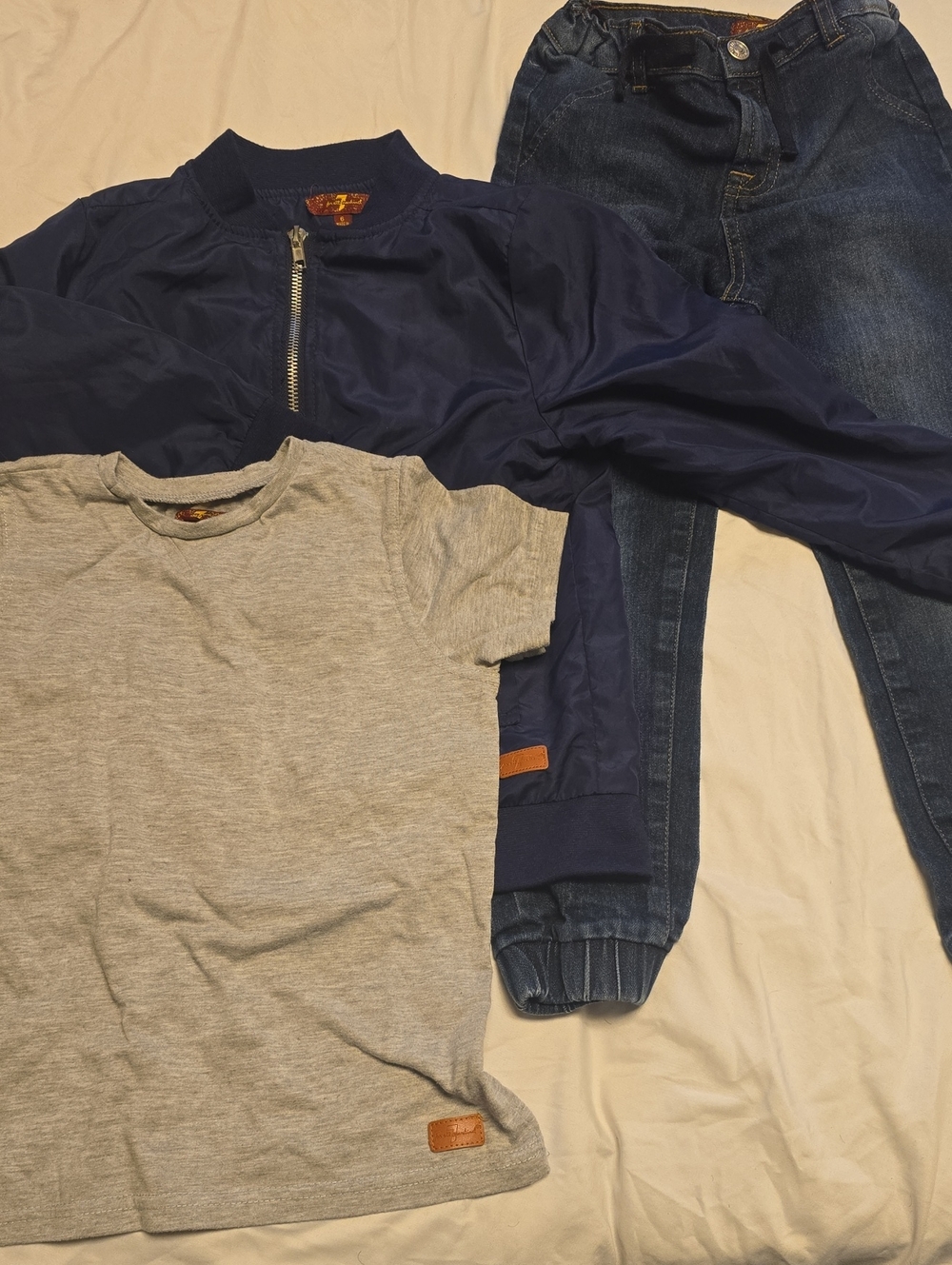 7 For All Mankind Boys 3-Piece Outfit Set – Navy Bomber Jacket, Tee & Denim Jean